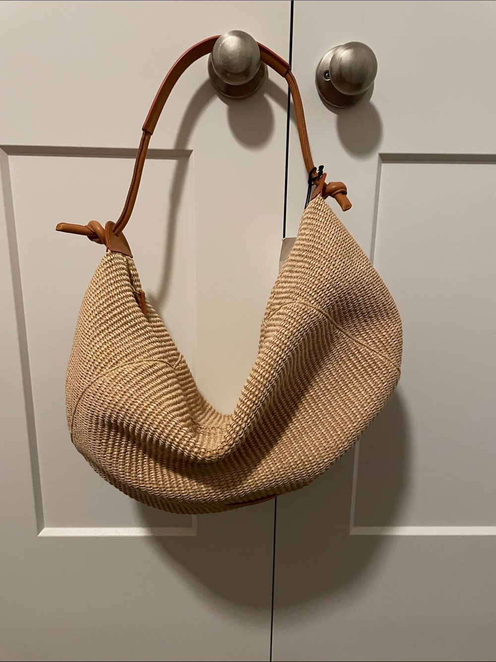 Mansur Gavriel Fortuna Raffia Hobo bag with Leather Handle - Picture 6 of 9